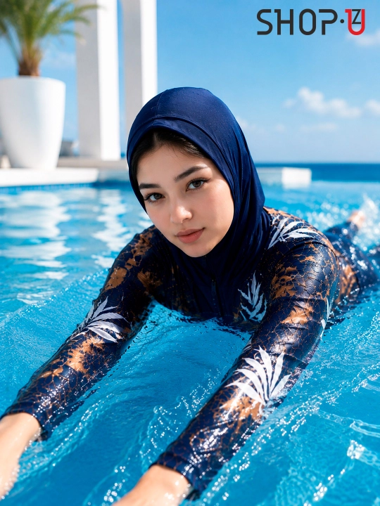 SCATO ayollar uchun musulmoncha suzish kiyimi, hijobli burkini, yopiq suzish kiyimi