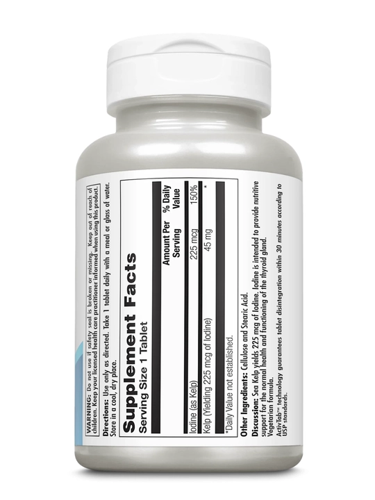 Натуральный йод, из бурых водорослей, KAL, Kelp Iodine, 225 мкг, 250 таблеток, США