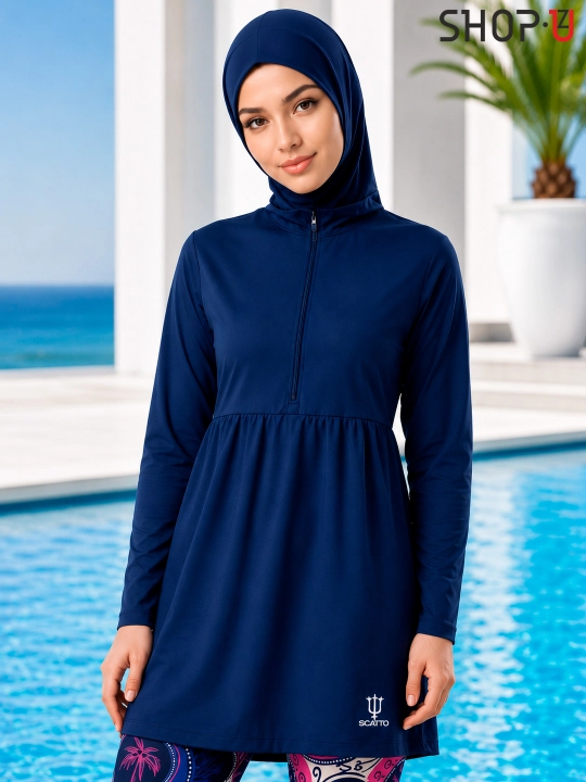 SCATO ayollar uchun musulmoncha suzish kiyimi, hijobli burkini, yopiq suzish kiyimi