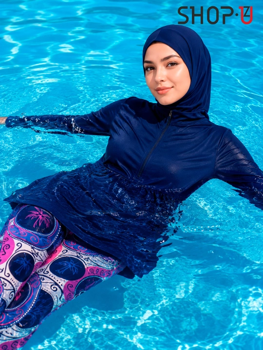SCATO ayollar uchun musulmoncha suzish kiyimi, hijobli burkini, yopiq suzish kiyimi