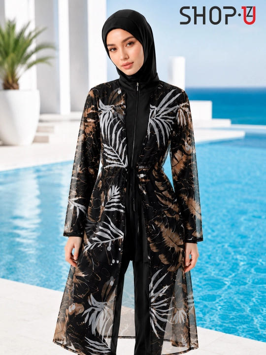 SCATO ayollar uchun musulmoncha suzish kiyimi, hijobli burkini, yopiq suzish kiyimi