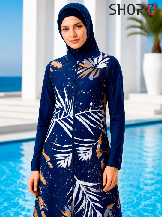 SCATO ayollar uchun musulmoncha suzish kiyimi, hijobli burkini, yopiq suzish kiyimi