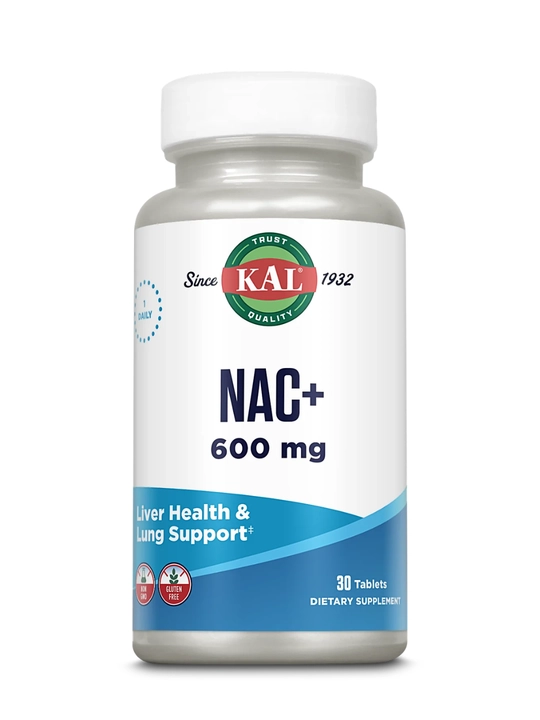 Н-Ацетил-Цистеин, KAL, NAC+, антиоксидант, 600 мг, 30 таблеток, США