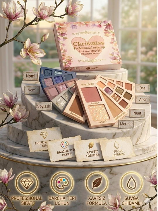 Ckrismiss Professional Makeup pardoz palitrasi, qovoqlar uchun soya va qizil bo‘yoq