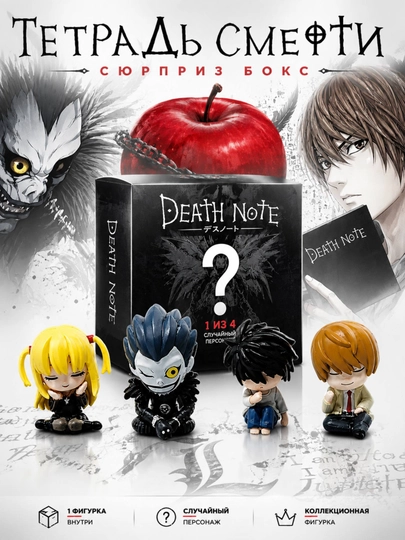Сюрприз бокс аниме Тетрадь смерти (Death note) blind box коллекционная фигурка — AN1ME-DEATHNOTE