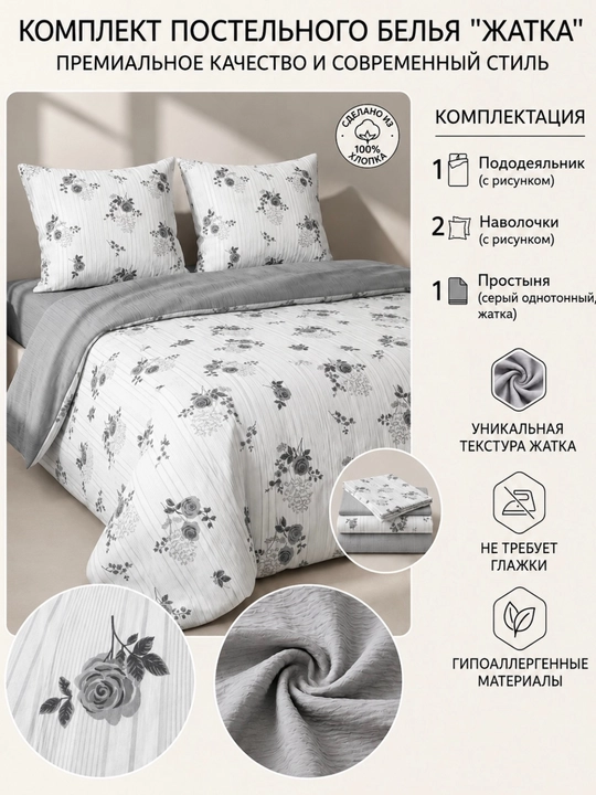 Choyshab toplami, postel komplekti — paxta jatka 1/2 kishilik
