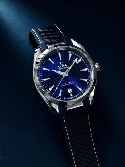 Мужские кварцевые часы OMEGA, силиконовый ремешок, в подарочной коробке — WTCLINE-OMEGA80-СИНИЙ