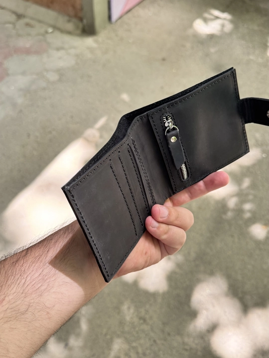 Koshelok hamyon kardholder karta va naqt pul uchun, tabiiy charm Black Gator, ixcham