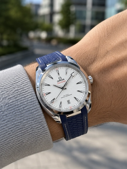 Мужские кварцевые часы OMEGA, силиконовый ремешок, в подарочной коробке — WTCLINE-OMEGA80-БЕЛЫЙ