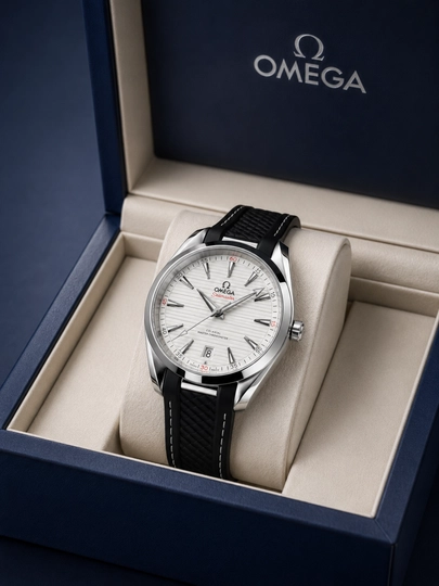 Мужские кварцевые часы OMEGA, силиконовый ремешок, в подарочной коробке — WTCLINE-OMEGA80-МОЛОЧ