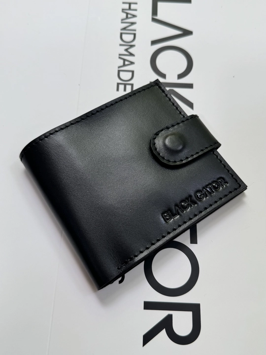Koshelok hamyon kardholder karta va naqt pul uchun, tabiiy charm Black Gator, ixcham - 