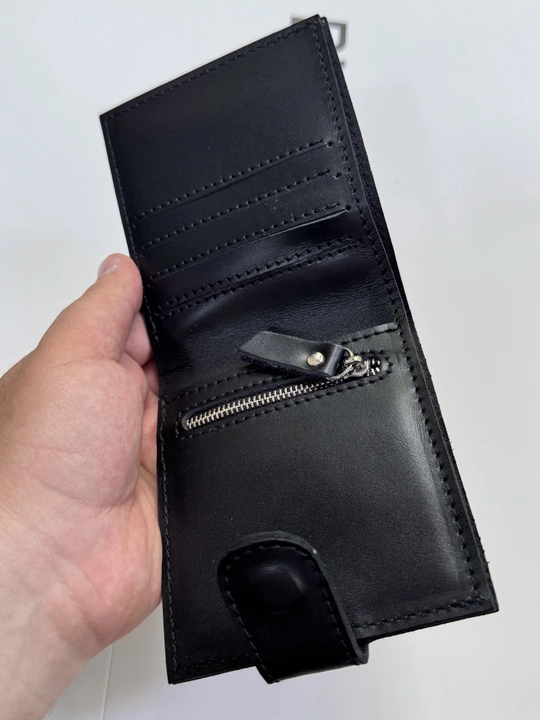 Koshelok hamyon kardholder karta va naqt pul uchun, tabiiy charm Black Gator, ixcham
