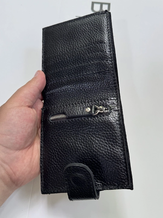 Koshelok hamyon kardholder karta va naqt pul uchun, tabiiy charm Black Gator, ixcham