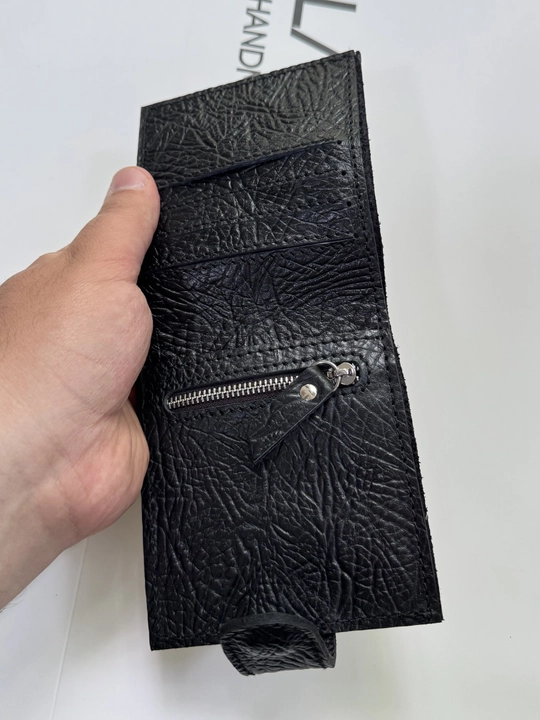 Koshelok hamyon kardholder karta va naqt pul uchun, tabiiy charm Black Gator, ixcham
