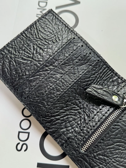 Koshelok hamyon kardholder karta va naqt pul uchun, tabiiy charm Black Gator, ixcham
