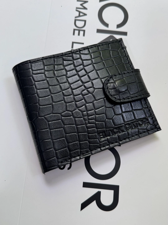 Koshelok hamyon kardholder karta va naqt pul uchun, tabiiy charm Black Gator, ixcham - 