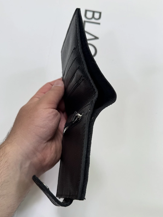Koshelok hamyon kardholder karta va naqt pul uchun, tabiiy charm Black Gator, ixcham