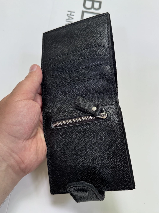 Koshelok hamyon kardholder karta va naqt pul uchun, tabiiy charm Black Gator, ixcham