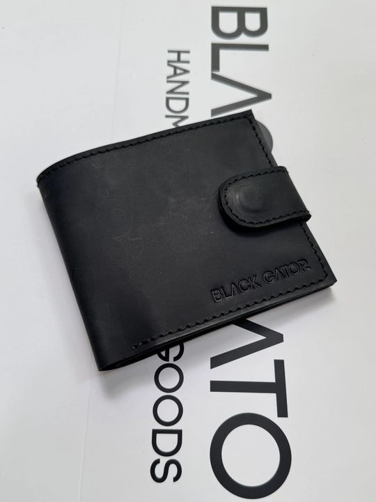 Koshelok hamyon kardholder karta va naqt pul uchun, tabiiy charm Black Gator, ixcham - 