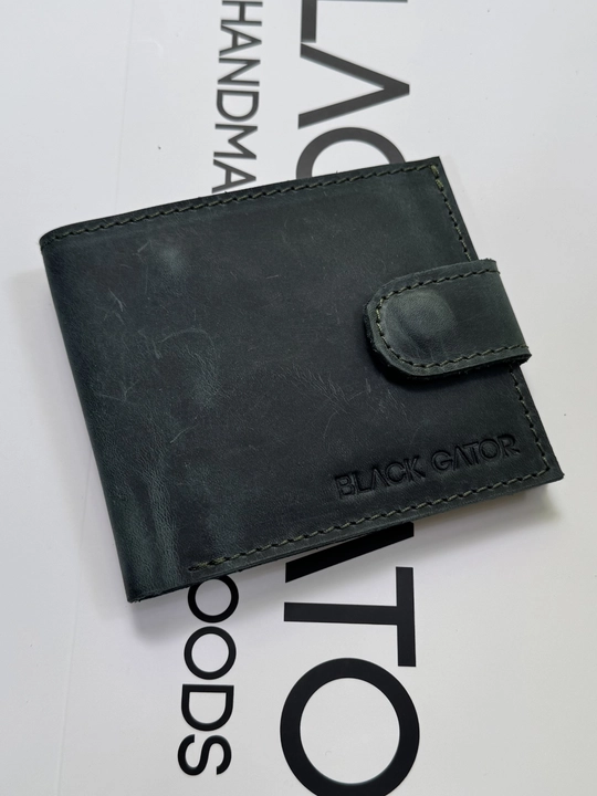 Koshelok hamyon kardholder karta va naqt pul uchun, tabiiy charm Black Gator, ixcham - 