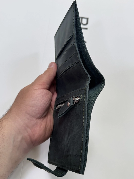 Koshelok hamyon kardholder karta va naqt pul uchun, tabiiy charm Black Gator, ixcham