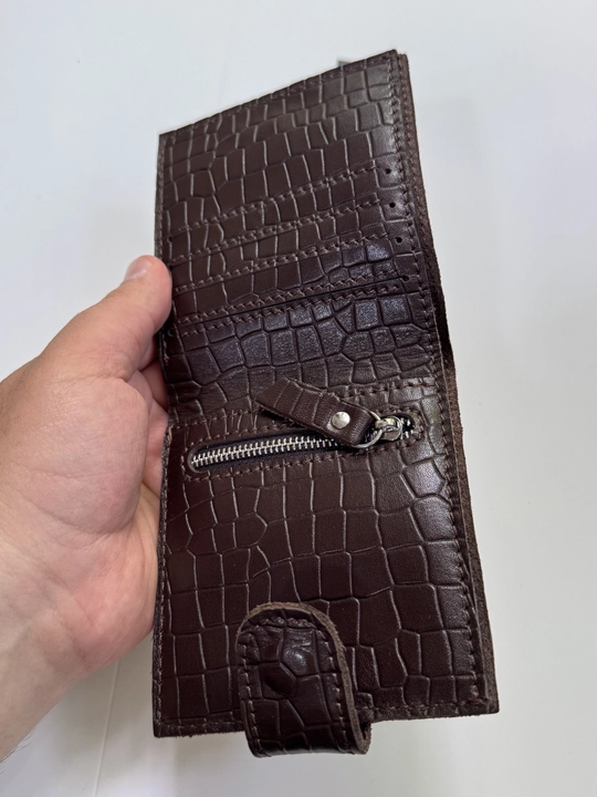 Koshelok hamyon kardholder karta va naqt pul uchun, tabiiy charm Black Gator, ixcham