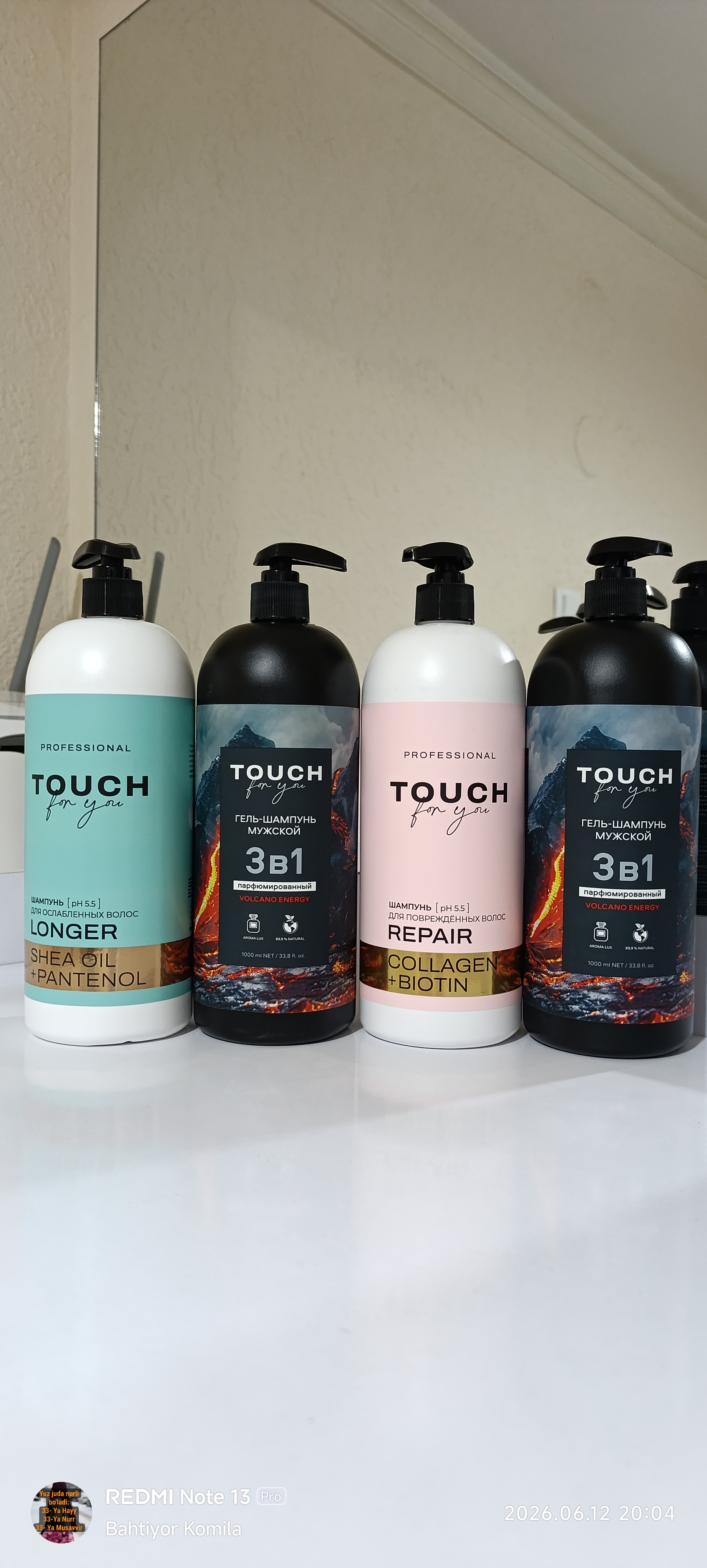 Soch uchun professional parfyumlangan shampuni Touch For You, 1000 ml