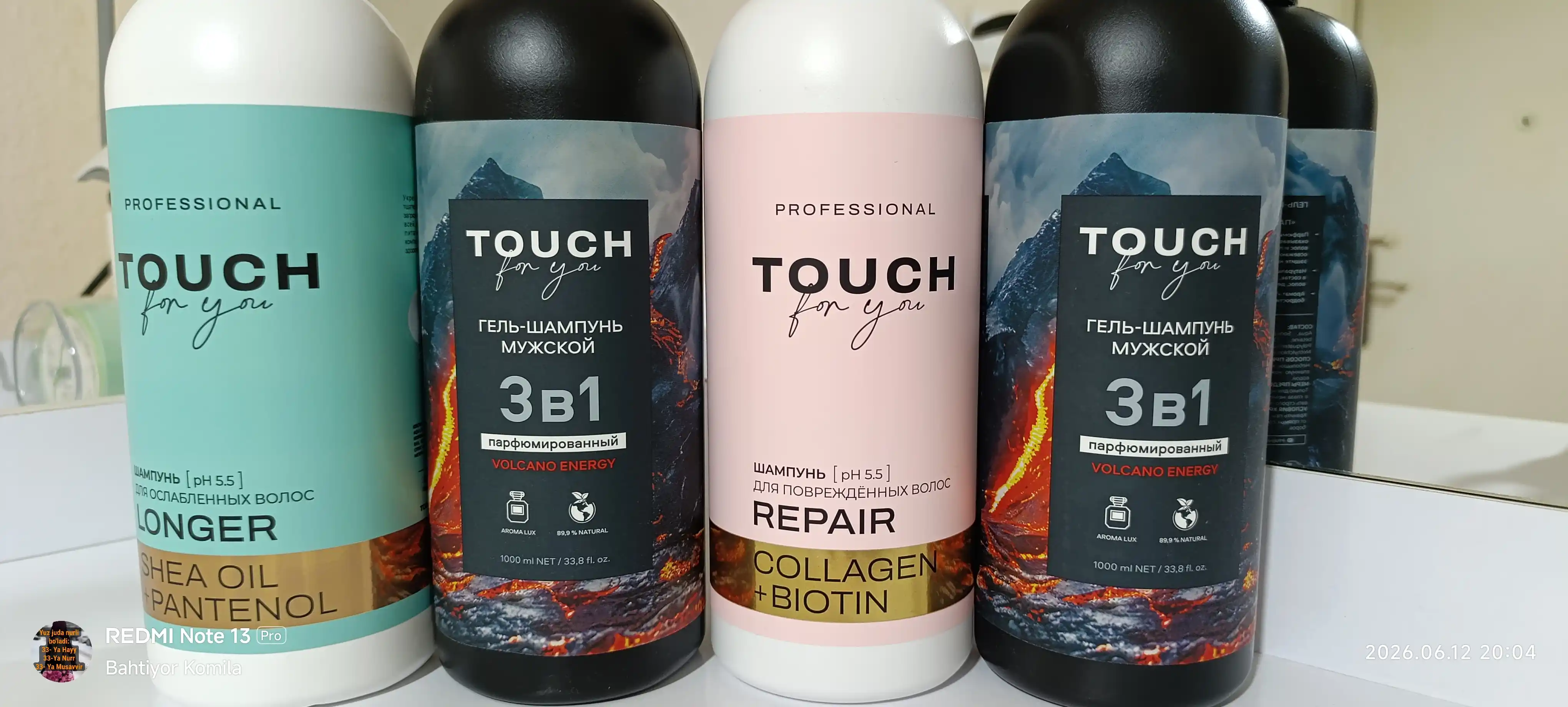Soch uchun professional parfyumlangan shampuni Touch For You, 1000 ml