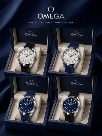 Мужские кварцевые часы OMEGA, силиконовый ремешок, в подарочной коробке