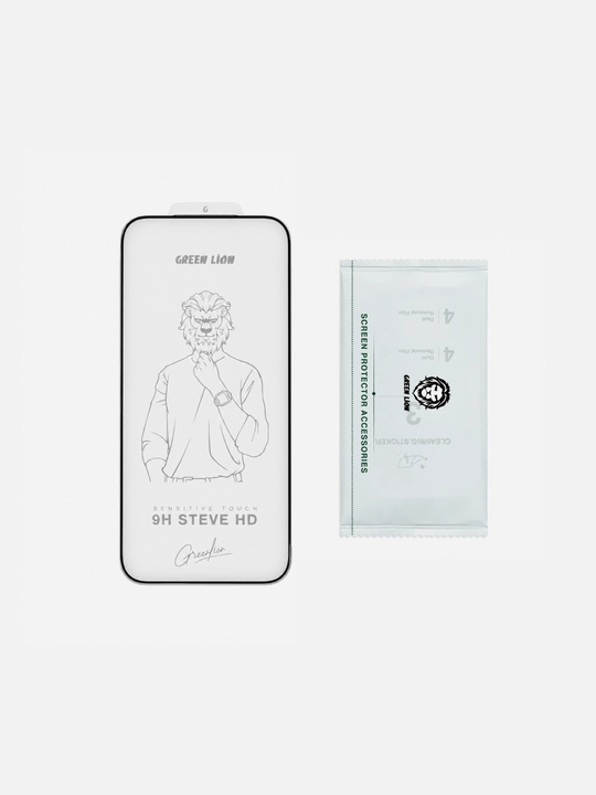 Himoya oynasi IPhone 17, 16, 15, 14 Pro, Pro Max, Air uchun Green Lion 9H Steve HD