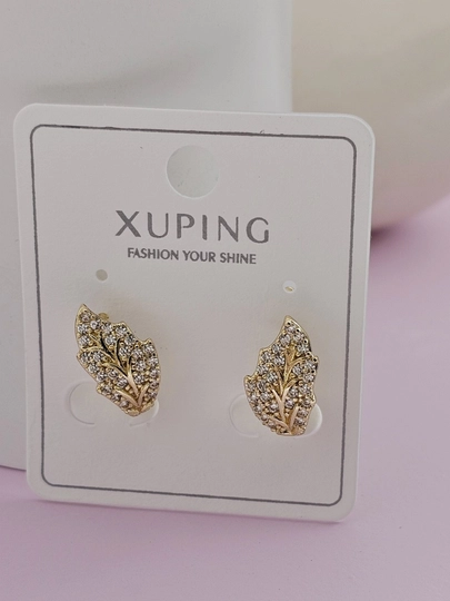 Женские серьги золотого цвета, бренд Xuping — JEWELRI-XUP002-БЕЖМЕЛ