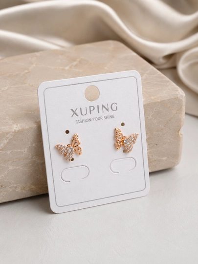 Женские серьги золотого цвета, бренд Xuping — JEWELRI-XUP002-БЕЛЫЙ