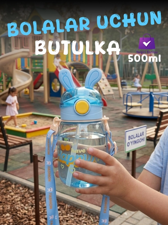Bolalalr uchun suv butulkasi, trubkali suv butulka 500m suv uchun idish - 