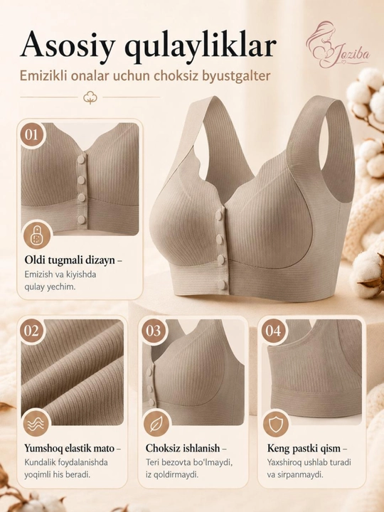 Ayollar uchun choksiz byustgalter, oldi tugmali, simsiz, katta razmer 2XL-3XL
