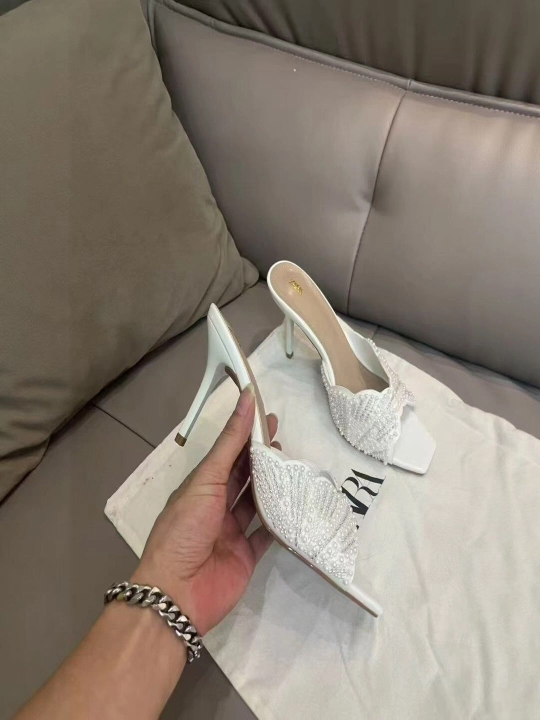 ZARA ayollar poshnali myulisi, oq va qora, tufli, kundalik va bayram uchun