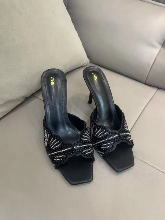 ZARA ayollar poshnali myulisi, oq va qora, tufli, kundalik va bayram uchun