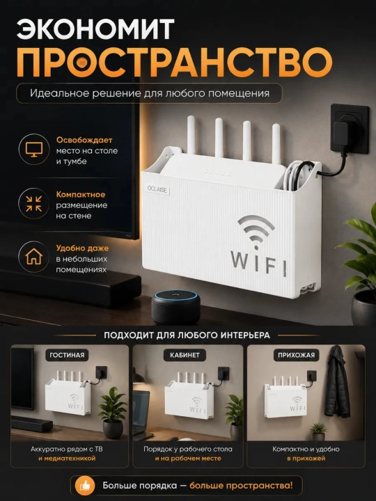 Органайзер для Wi-Fi роутера, настенная полка для проводов