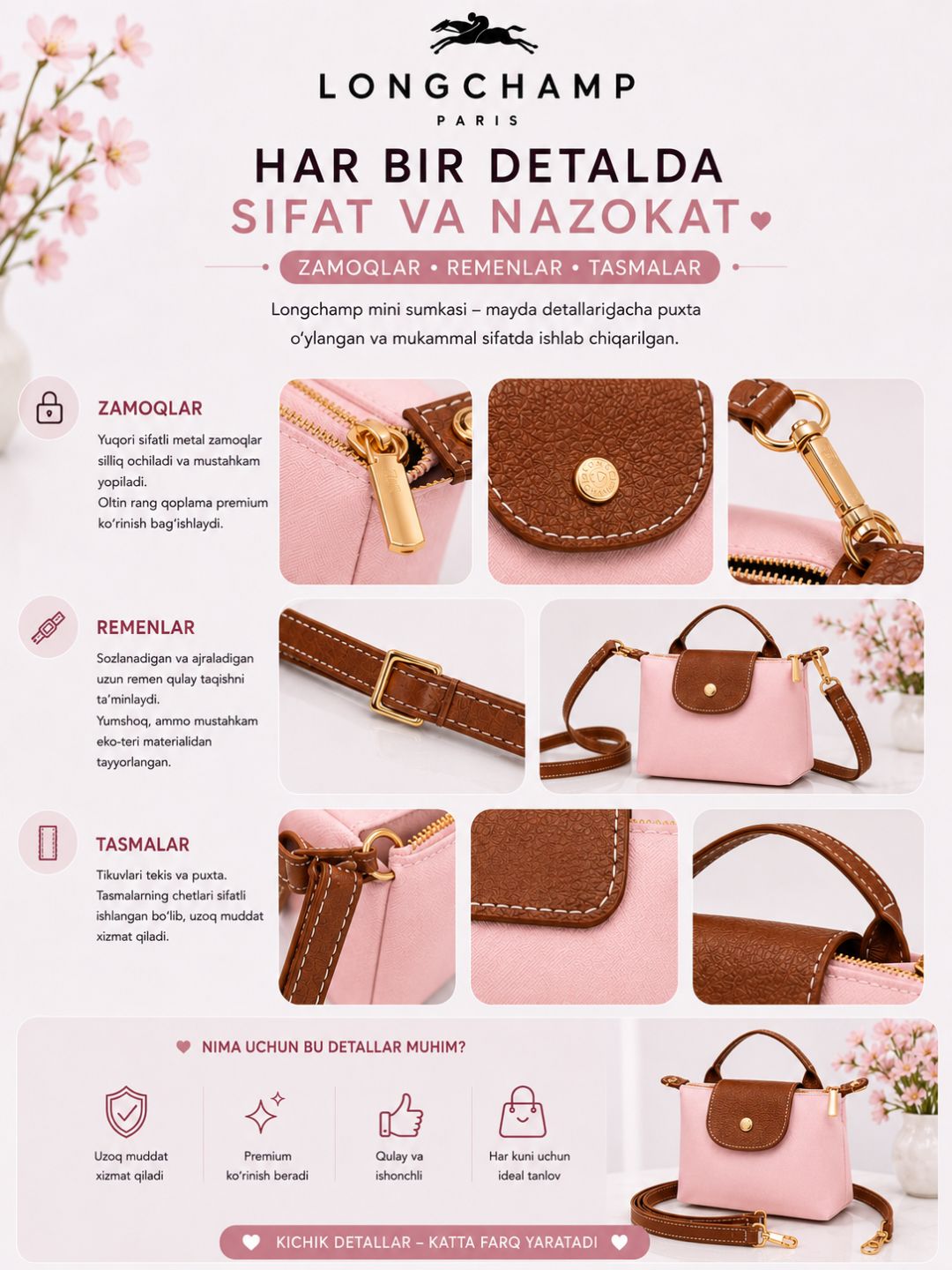 LONGCHAMP sumka, yangi ranglar, yelkama sumka, mini sumka, ayollar va qizlarga