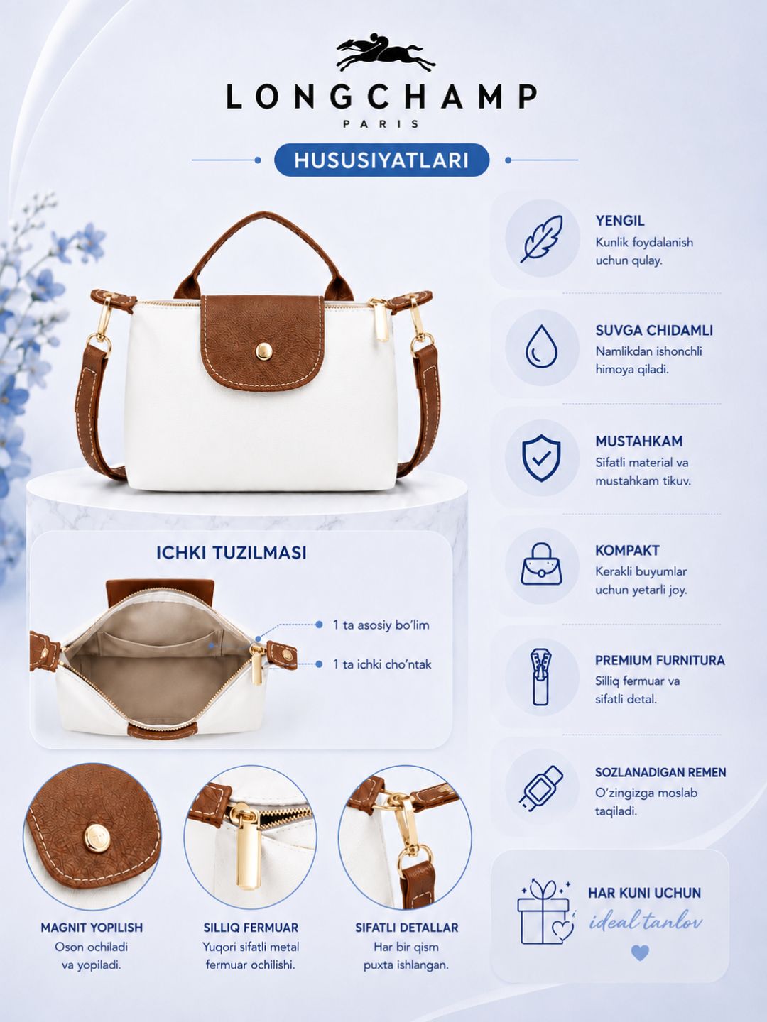LONGCHAMP sumka, yangi ranglar, yelkama sumka, mini sumka, ayollar va qizlarga