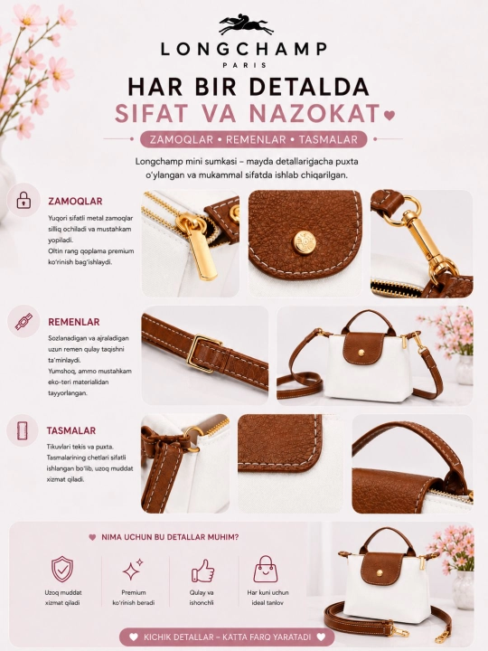 LONGCHAMP sumka, yangi ranglar, yelkama sumka, mini sumka, ayollar va qizlarga