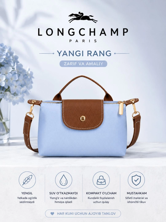 LONGCHAMP sumka, yangi ranglar, yelkama sumka, mini sumka, ayollar va qizlarga - 