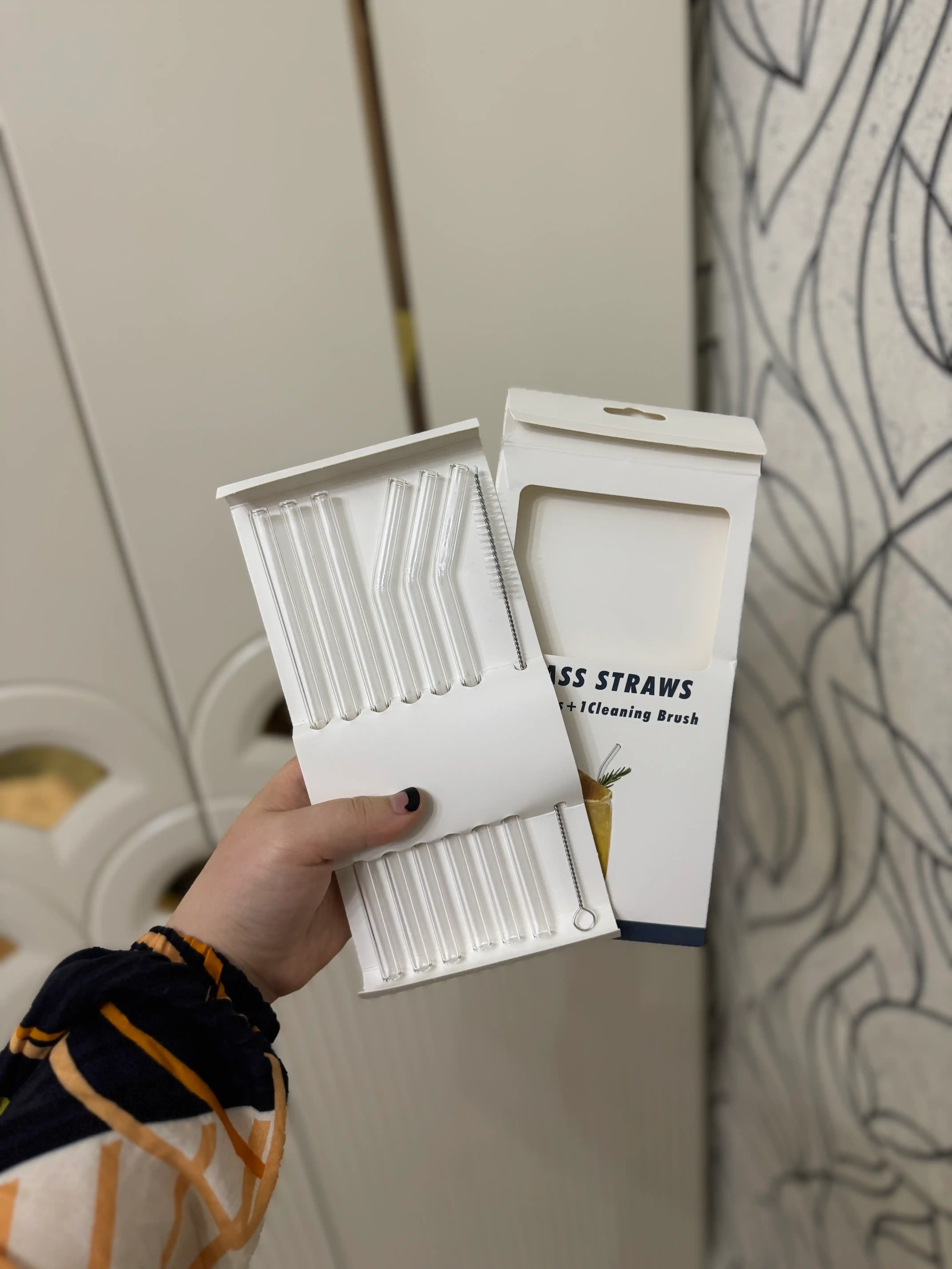 Экологически чистая трубочка, стеклянная, + щеточка, в бумажной упаковке