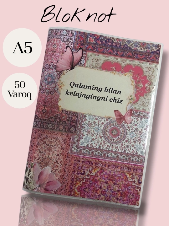 Bloknot, Qaydlar uchun yon daftar, A5, 100 - 50 sahifadan ortiq, soat - 