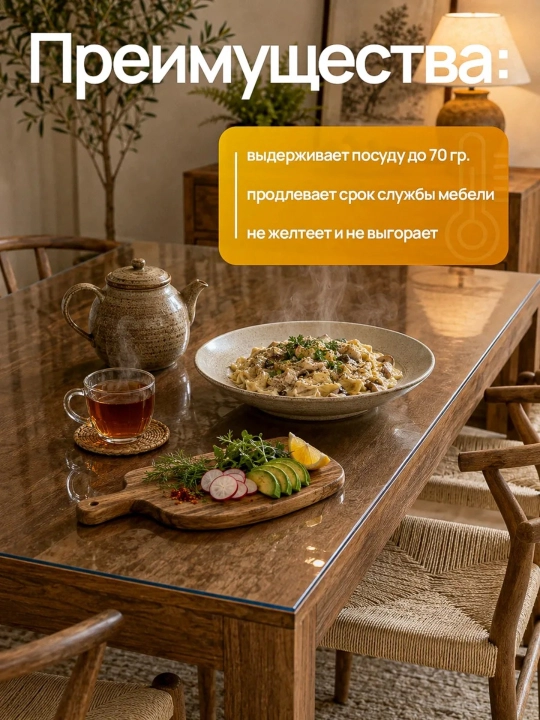 Гибкое стекло, 80*100 см, скатерть прозрачная, 2 мм, для стола, водонепроницаемая ПВХ