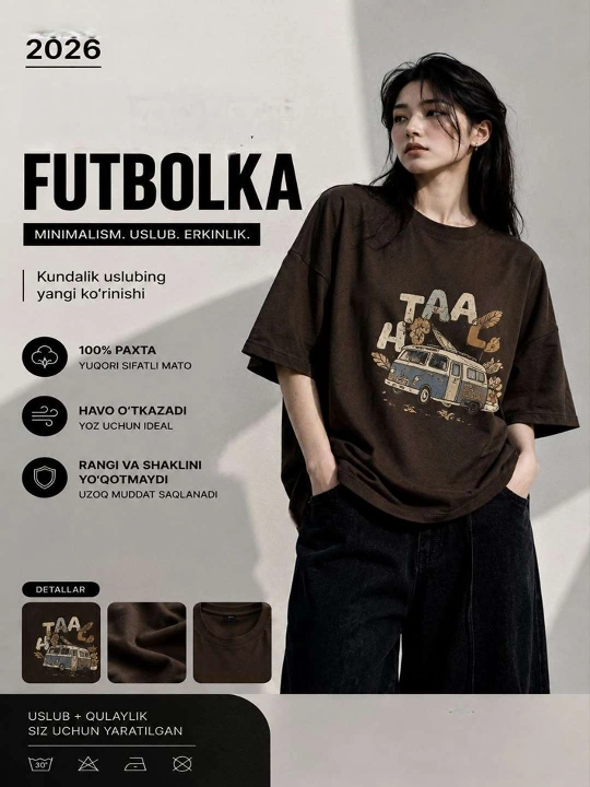 Ayollar uchun keng futbolka, yuqori sifatli, qizlar uchun keng bichimli futbolka - 