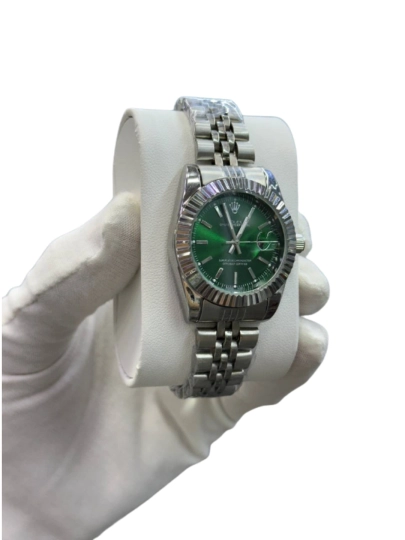 Часы наручные, мужские, в стиле Rolex Datejust, кварцевые, стальной браслет Jubilee — 6554989-QOLSOAT98-СЕРЕБРН