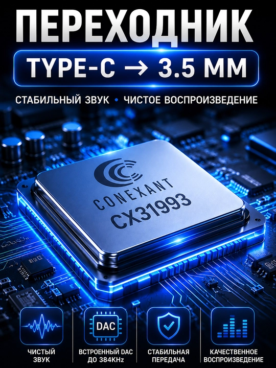 Адаптер Type-C на 3.5 мм CX31993 DAC для наушников и микрофона