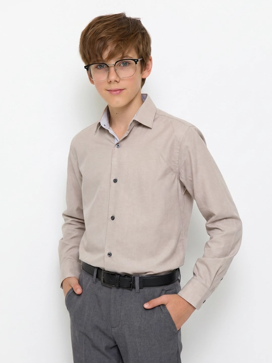 Рубашка классическая с длинным рукавом для мальчиков-подростков DARENZI, школьная