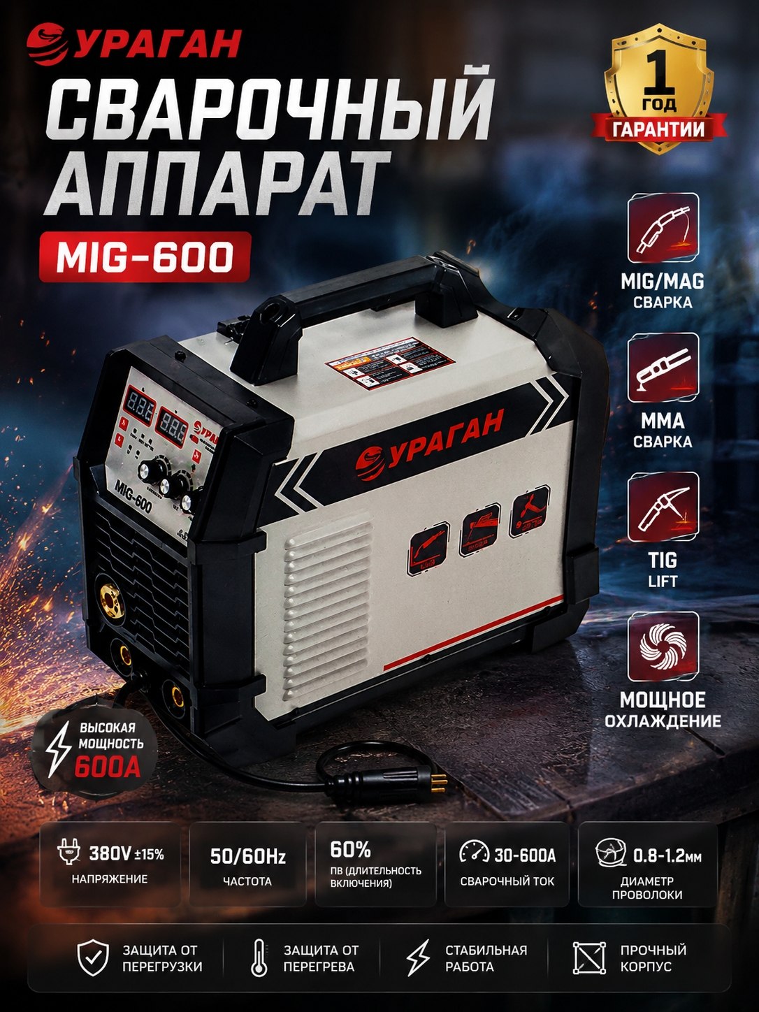 Сварочный аппарат Uragan MIG-600 — выбор мастеров: быстрая и надёжная сварка