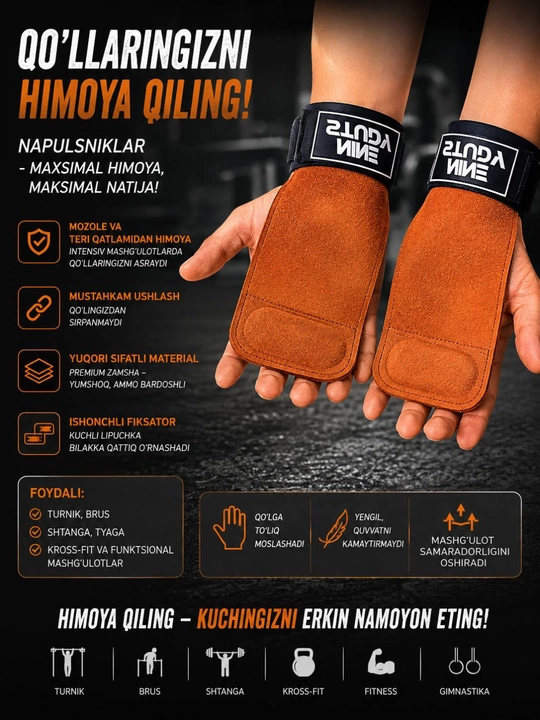Bilak tasma sportchi uchun qulay ishonchli bo‘lib mashqlar paytida qo‘llarni himoya qiladi - 